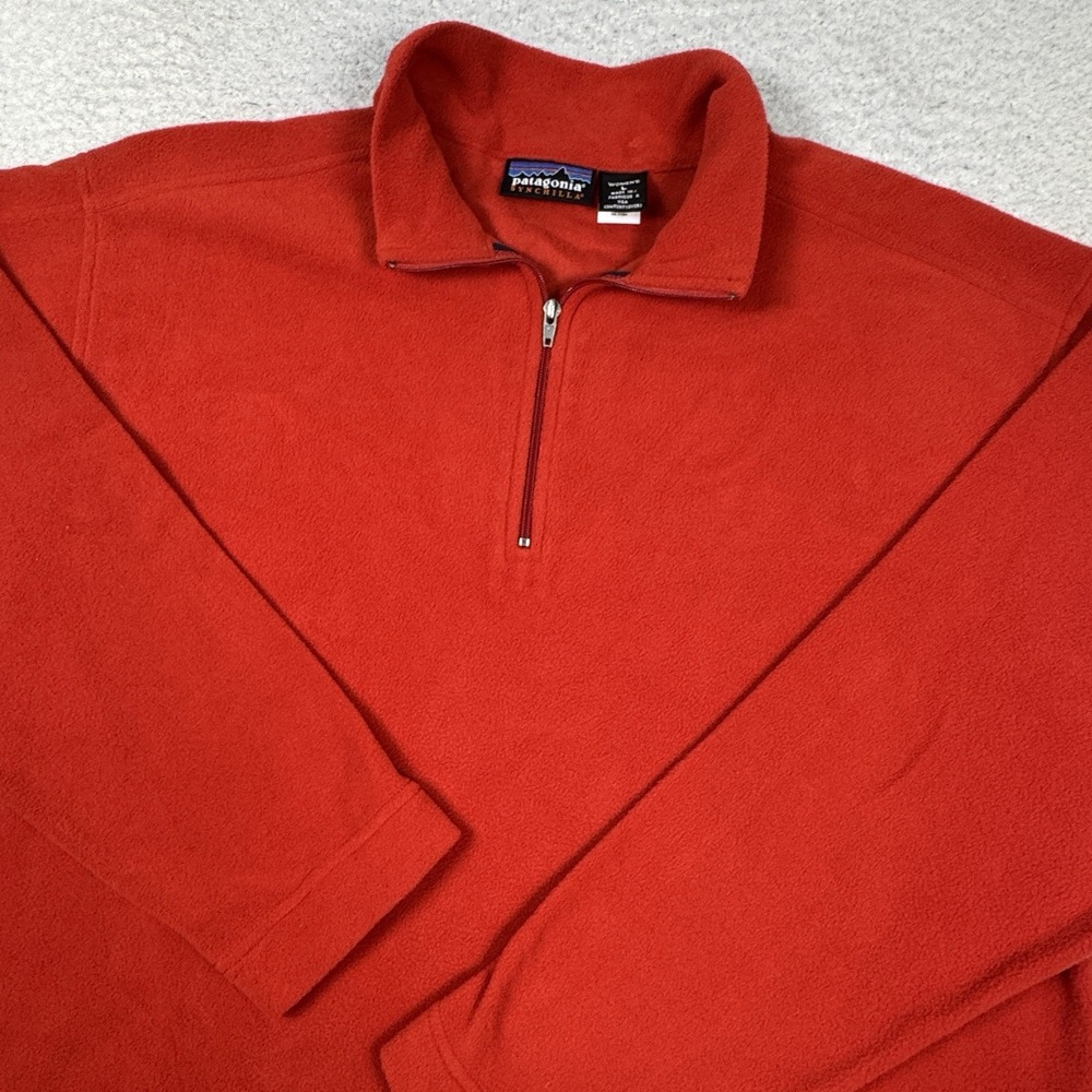 VTG 90s Patagonia Synchilla Fleece 1/4 Zip Pullover Sweater USA Red Womens Large